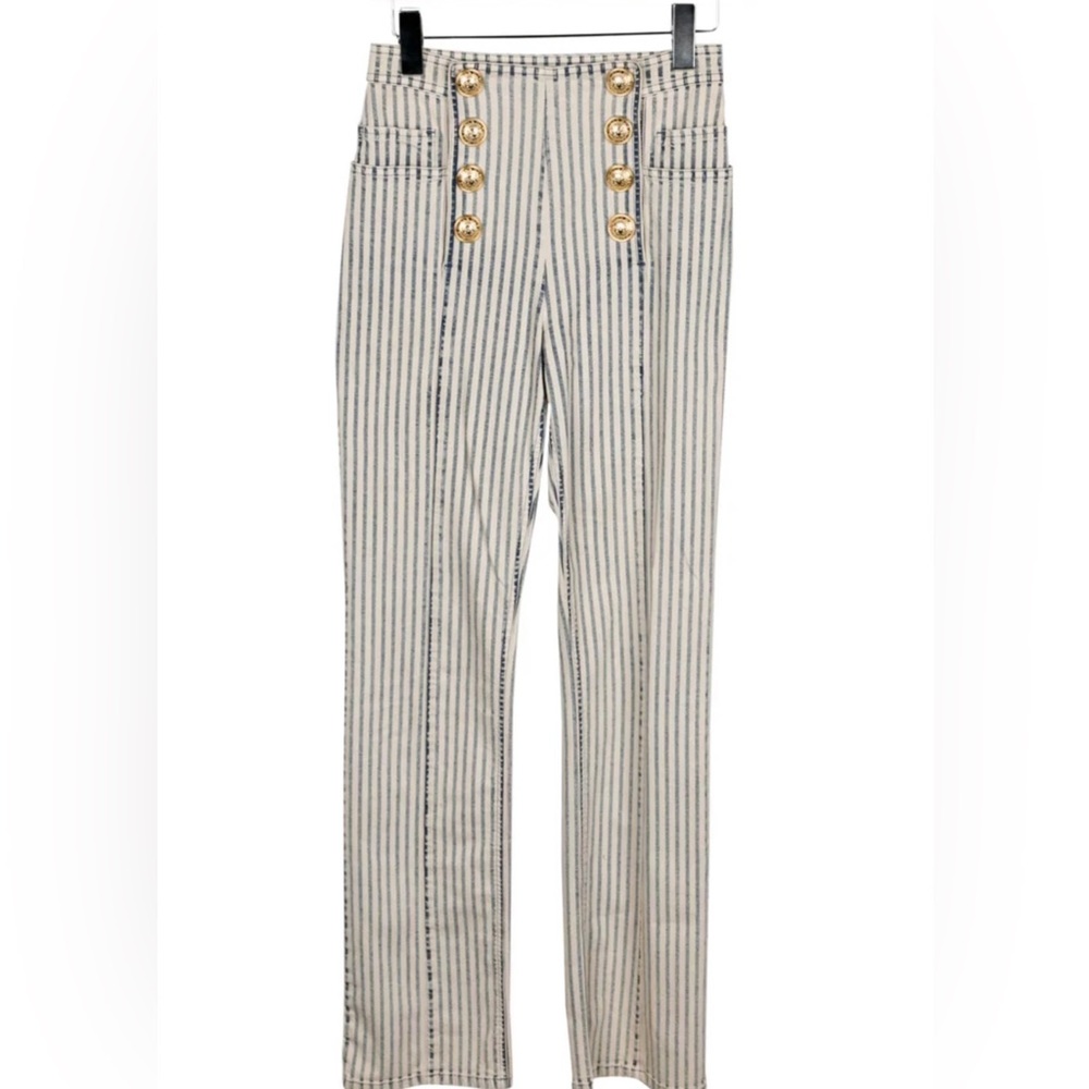 Balmain Striped Straight Leg Pants